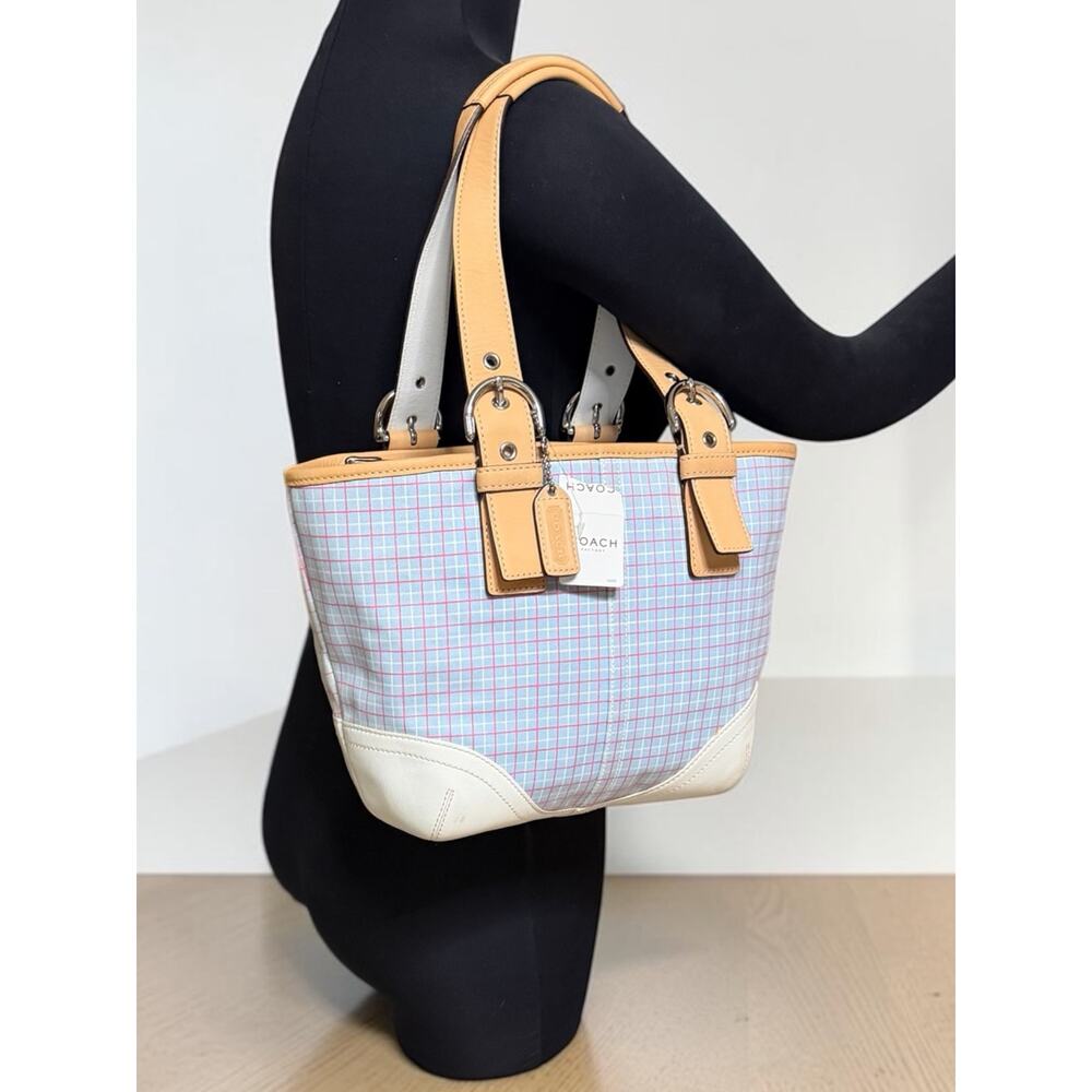 NWT Vintage Coach 1823 Soho Plaid Twill Tote & Wristlet - Picture 10 of 14